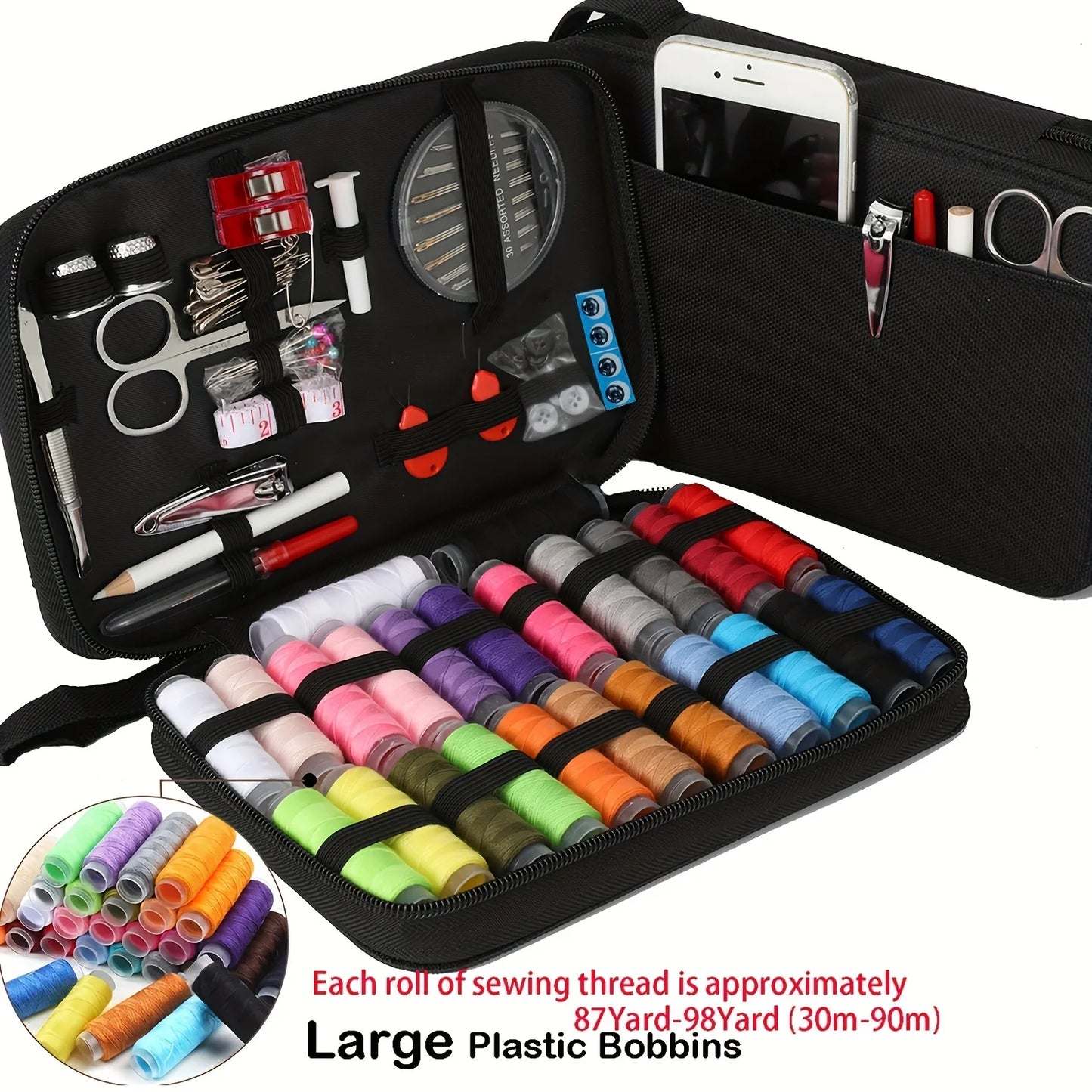 67/128pcs Sewing Kit with Accessories - 24-Color Threads, Needles, Scissors & Tools