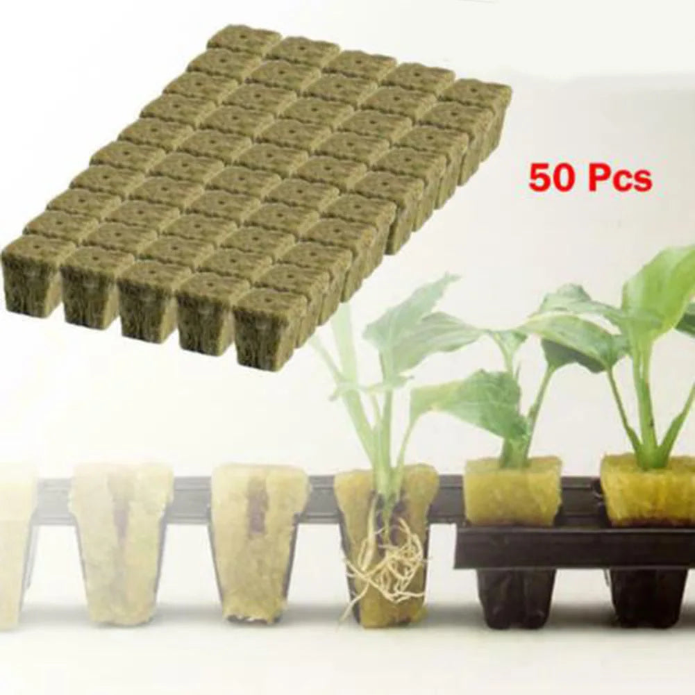 50/100pcs 25x25x40mm Stonewool Hydroponic Grow Media Cubes - Soilless Rock Wool Plant Substrate