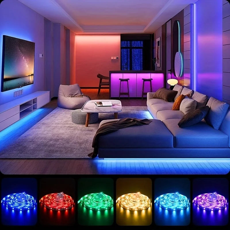 30 LEDs/m RGB LED Strip Light with Bluetooth & APP Control – Home Decoration and Ambient Lighting Kit